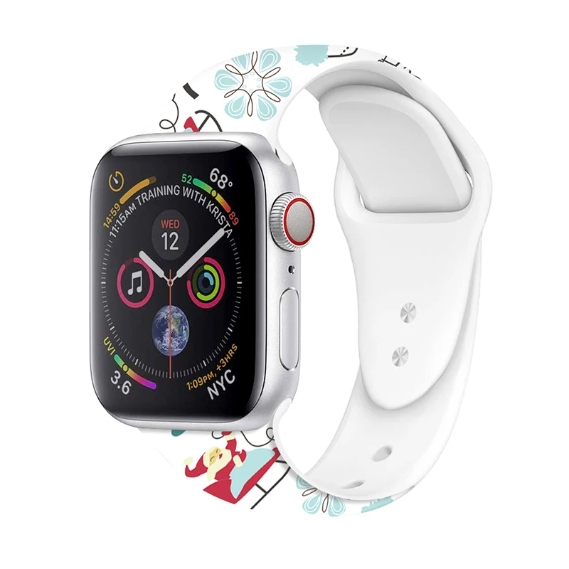 Ремешок с рождественским узором для Apple watch 5/4/3/2/1 ремешок 40 мм 38 44 42 iwatch мягкий