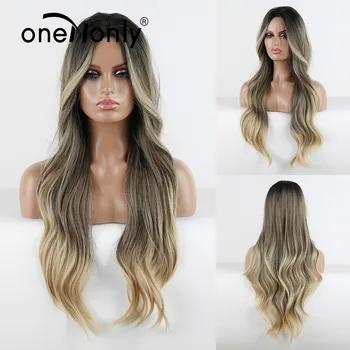 

oneNonly Synthetic Wigs Ombre Brown Gradient Long Body Wave Wig for White Black Women Heat Resistant Natural Wig Wholesale