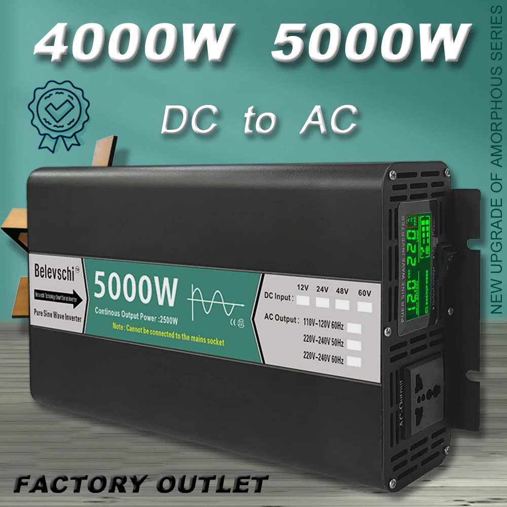 Se Puede Conectar Un Aparato De 110v A 220v Inversor de onda sinusoidal pura para coche, convertidor de voltaje  portátil de 12V, 24V, 48V, CC a CA 110V, 220V, 4000W y 5000W|Inversores y  conversores| - AliExpress