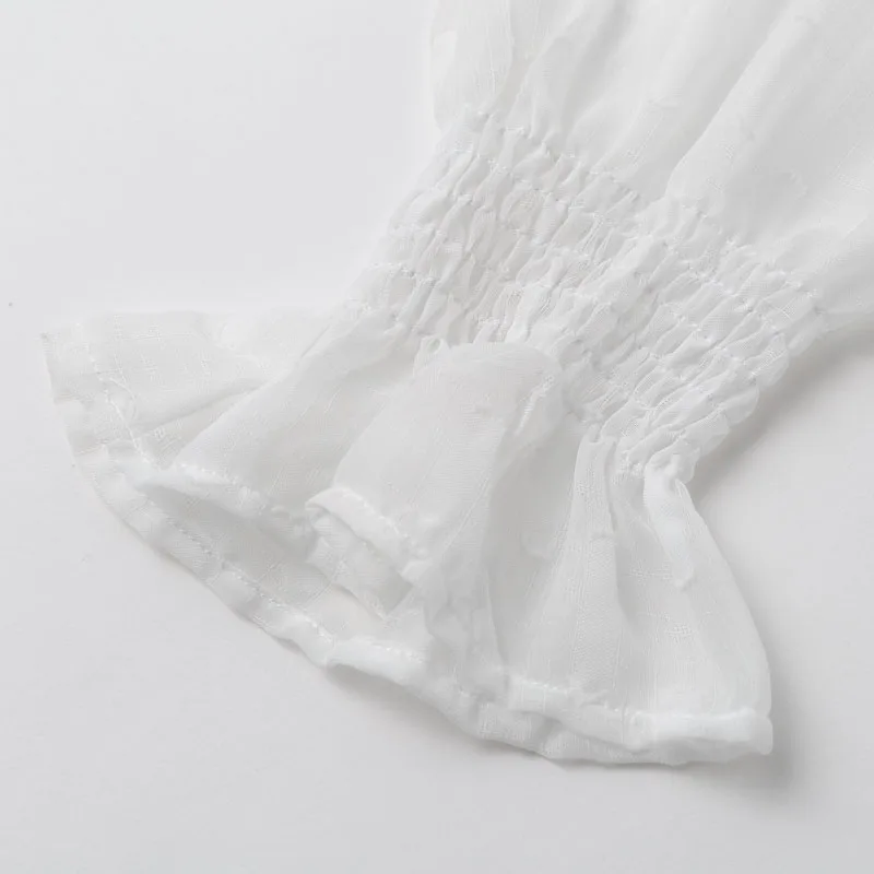 Sollinarry, прозрачная белая блузка с v-образным вырезом, женские шифоновые топы с эластичной резинкой на талии, женские блузки с оборками на осень и зиму