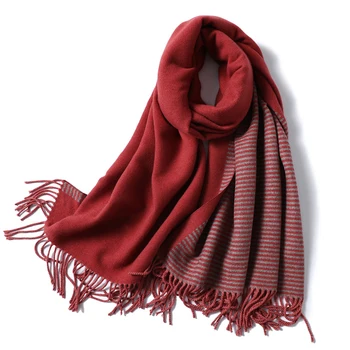 

Scarf for Women Fashion Striped Shawls and Wrap Lady Pashmina Bandana Thick Neck Female Foulard Scarves