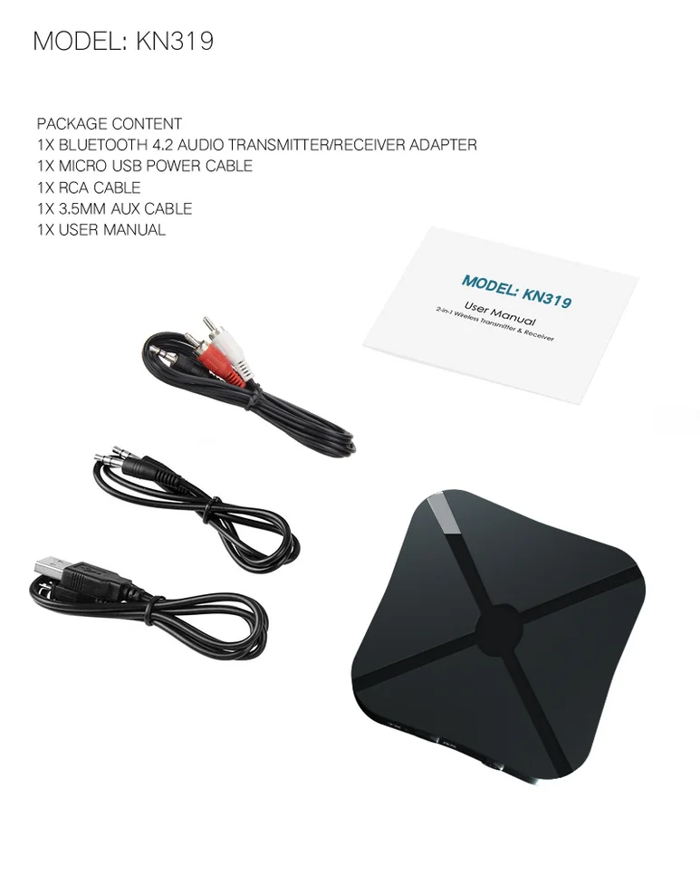 BGGQGG Bluetooth 5.0 4.2 Receiver and Transmitter Audio Music Stereo Wireless Adapter RCA 3.5MM AUX Jack For Speaker TV Car PC
