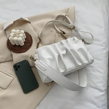 

2020 New Summer Fashion Western Style Pleated Chain Cloud Bag Female Fashion Retro Texture Solid Color Shoulder/Crossbody Bag