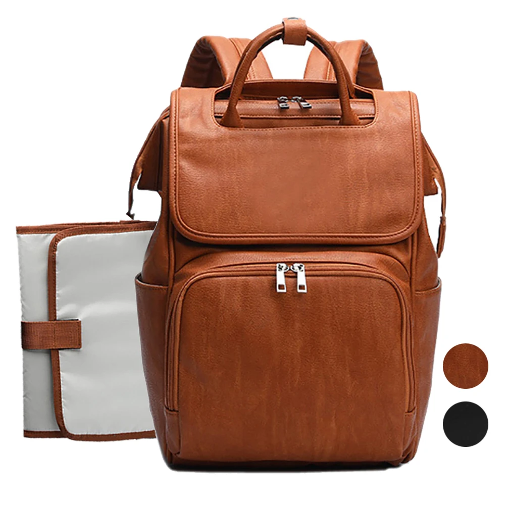 Pu Leather Nursing Diapers Backpack Maternal Backpack Pu Leather