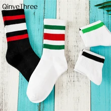 Новые женские хлопковые носки без пятки в разноцветную полоску в стиле ретро, модные рождественские Повседневные носки Harajuku в корейском японском школьном стиле