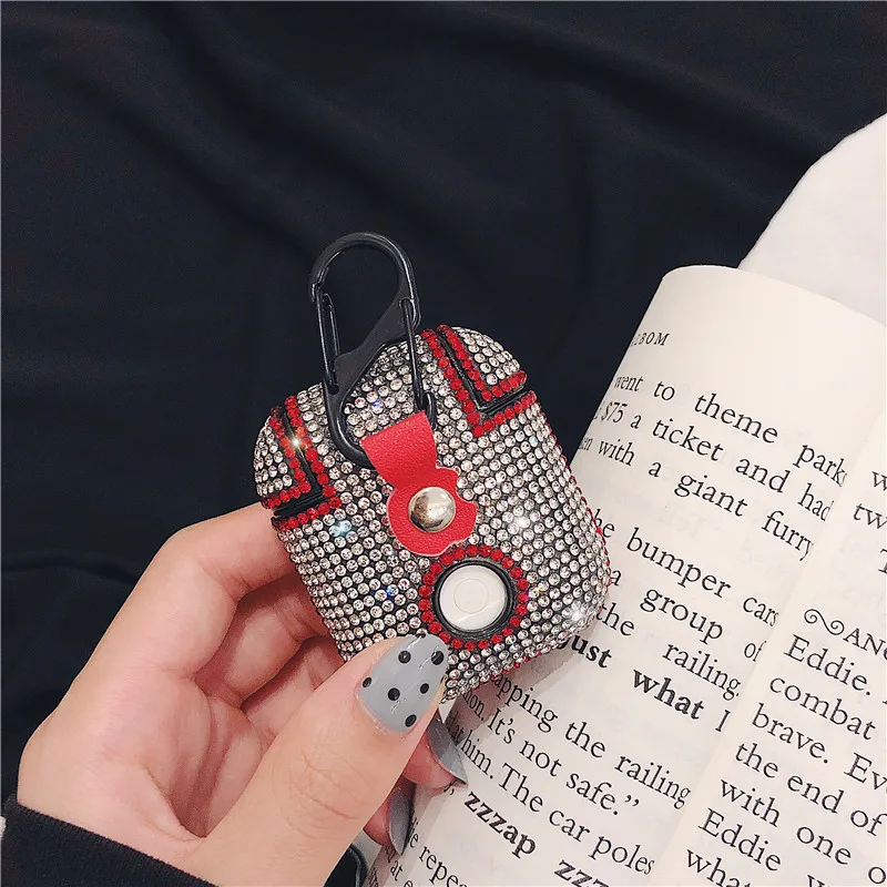 glitter shiny diamond heart fashion bluetooth wireless headphone cover for apple airpods 1/2 charging case