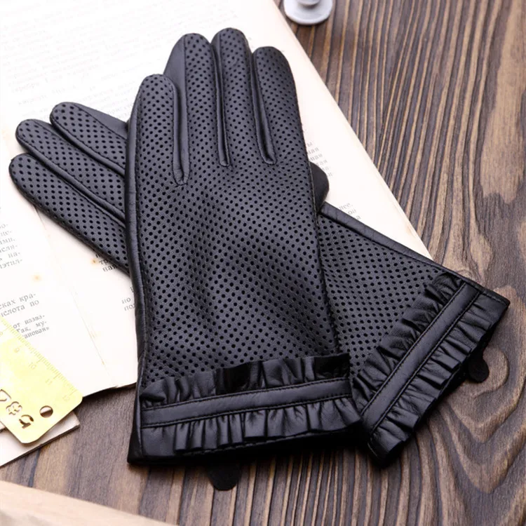 Новинка Ms. goatskin перфорированные кожаные перчатки для верховой езды удобные тонкие модели вождения