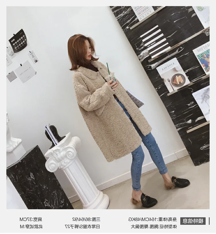 Зима, новинка, корейский мех, все-в-одном, пальто из овечьей шерсти, женское, bf, свободный, меховой верх, имитация овечьей шерсти, теплое Женское пальто, Элегантная куртка