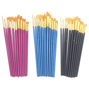 

12Pcs/Set Watercolor Gouache Paint Brushes Different Shape Round Pointed Tip Nylon Hair Painting Brush Set Art Supplies