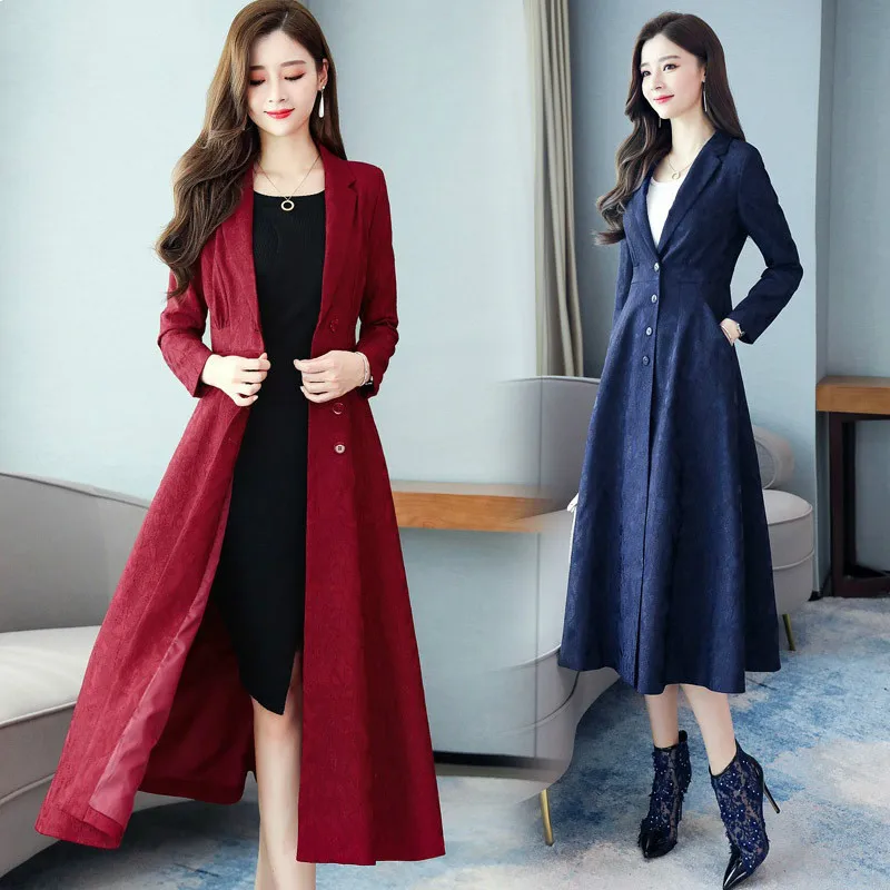 

2019 Windbreaker Suit Lapel Trench Coat Office Clothes Elegant Suit Collar Single-breasted Jackets Coat Clothes Cloak Clothes