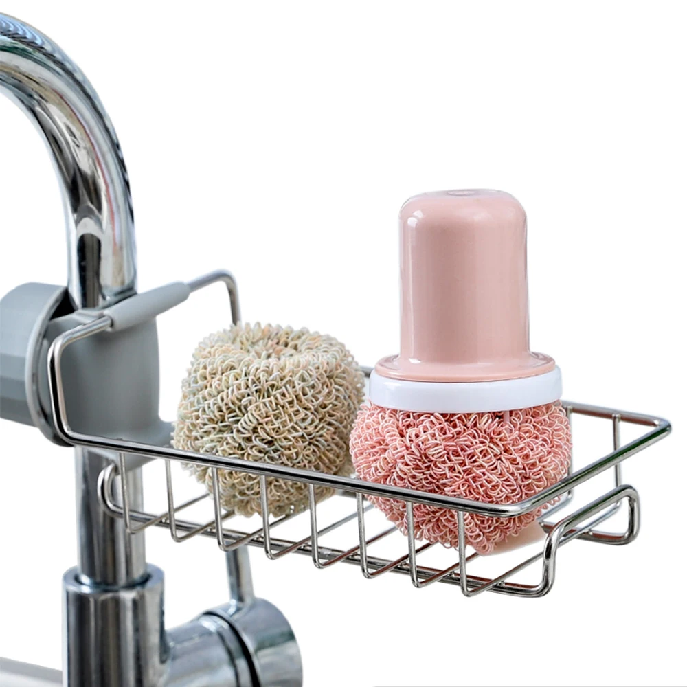 

Kitchen stainless steel drain rack storage sink rag sponge finishing rack sink hanging basket storage faucet hook around hollow