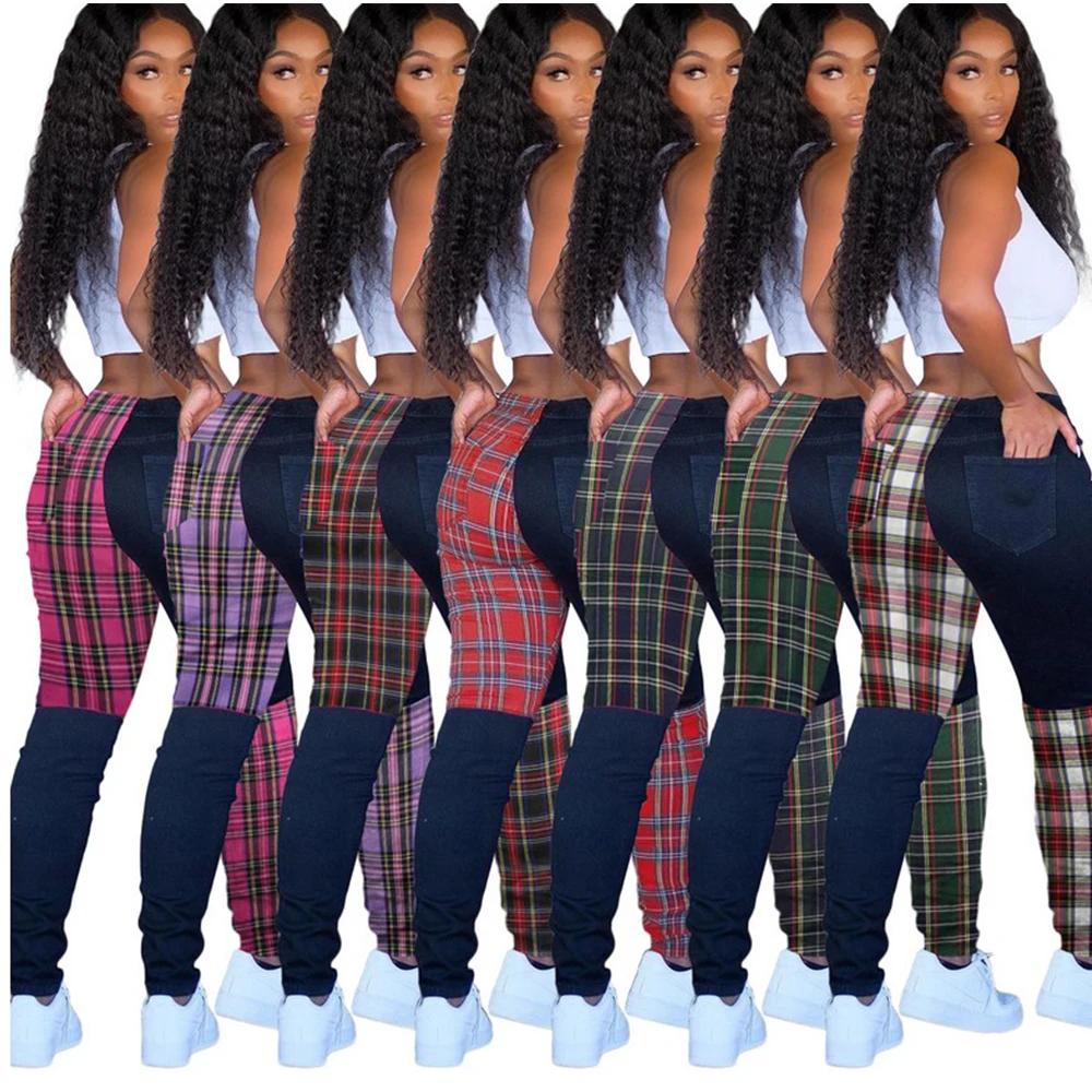 

High Waist Distressed Straight Leg Mom Jeans Women Fall 2020 Color Blocked Patchwork Harajuku Casual Denim Pants Trousers