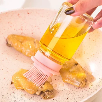 

1PC Portable Grass Oil Bottle With Silicone Brush Grill Oil Brushes Liquid Oil Pastry Baking BBQ Barbecue Tool Kitchen Tools