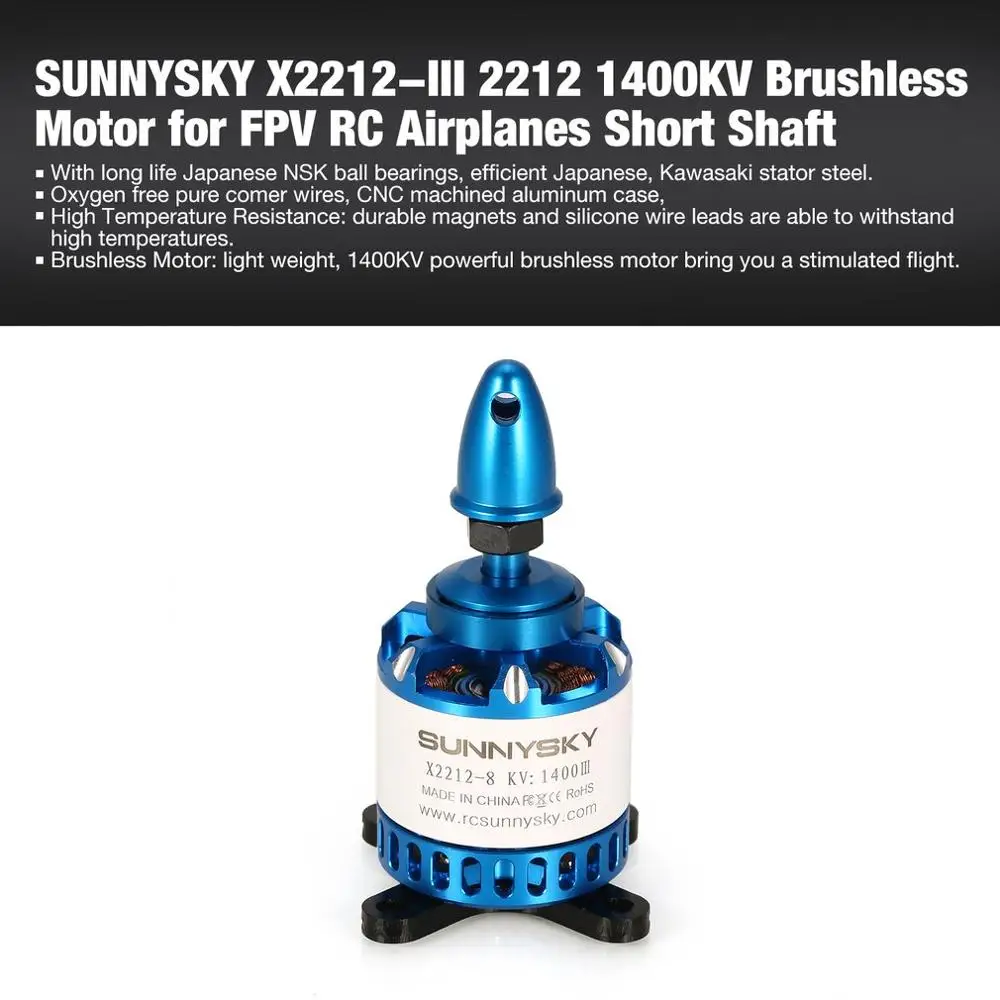 SUNNYSKY X2212-III Радиоуправляемый Дрон двигатель бесщеточный двигатель для FPV RC гоночный Дрон самолеты фиксированное крыло самолет короткий вал 7 моделей - Цвет: X2212-III 1400KV