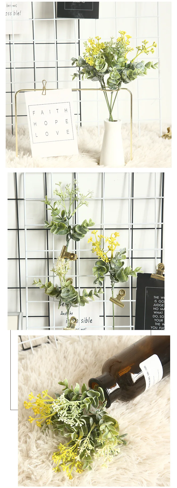 JAROWN Matching Flowers Eucalyptus Fake Fruit Artificial Plant Wedding DIY Bouquet Holding Flower Home Flower Arrangement Decoration (11)