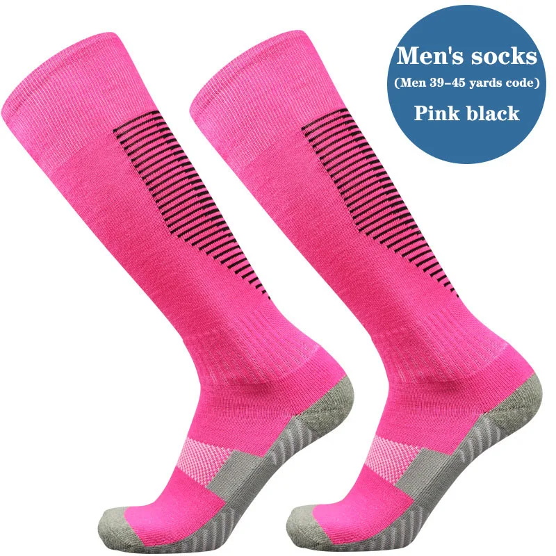 Спорт на открытом воздухе Компрессионные гольфы для бега велосипедные носки для занятий Баскетболом, футболом для Для мужчин сезон осень-зима; плотные высокие сапоги-трубы Стрейчевые колготки - Цвет: pink black