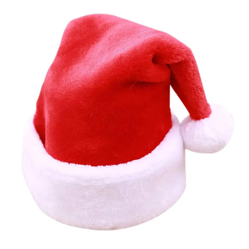 Christmas Cap Short Plush Xmas Red Cap Santa Novelty Hat#3O10