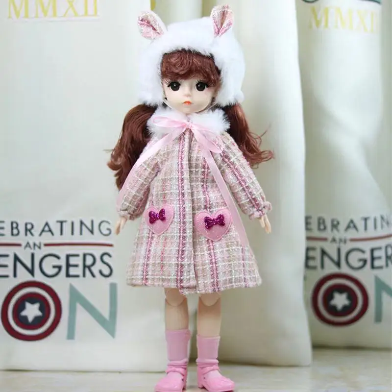 30CM Winter Dress Bjd Doll Cloth 1/6 Nude DIY BJD Dolls with Dress Suit 3D Eyes 15 Movable Joints Dolls Cool Fashion Dress Toys 18