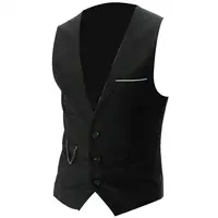 Vests Men V Neck Sleeveless Button Pocket Blazer Suit Fashion Waistcoat 1
