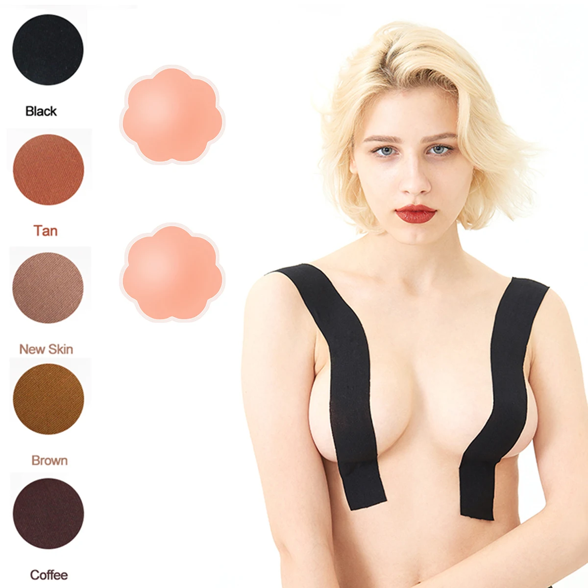 

Boob Tape Breast Lift Tape Lift Up Invisible Bra Tape, Push up Sexy Backless Strapless Breast Pasties, Medical Grade Bra