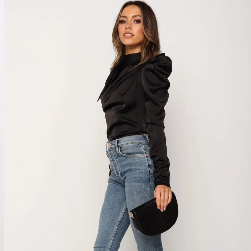 Meihuida 2019 New Autumn Women's Long Sleeve clothing Blouses Solid Stack Sleeve Shirts Female Camisas Blusa Mujer