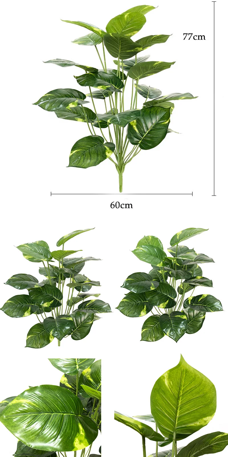 50 см тропический поддельный пальмовый букет, настоящее прикосновение, искусственное растение, пластик, монстера, большое ложное дерево в горшках для украшения дома и офиса