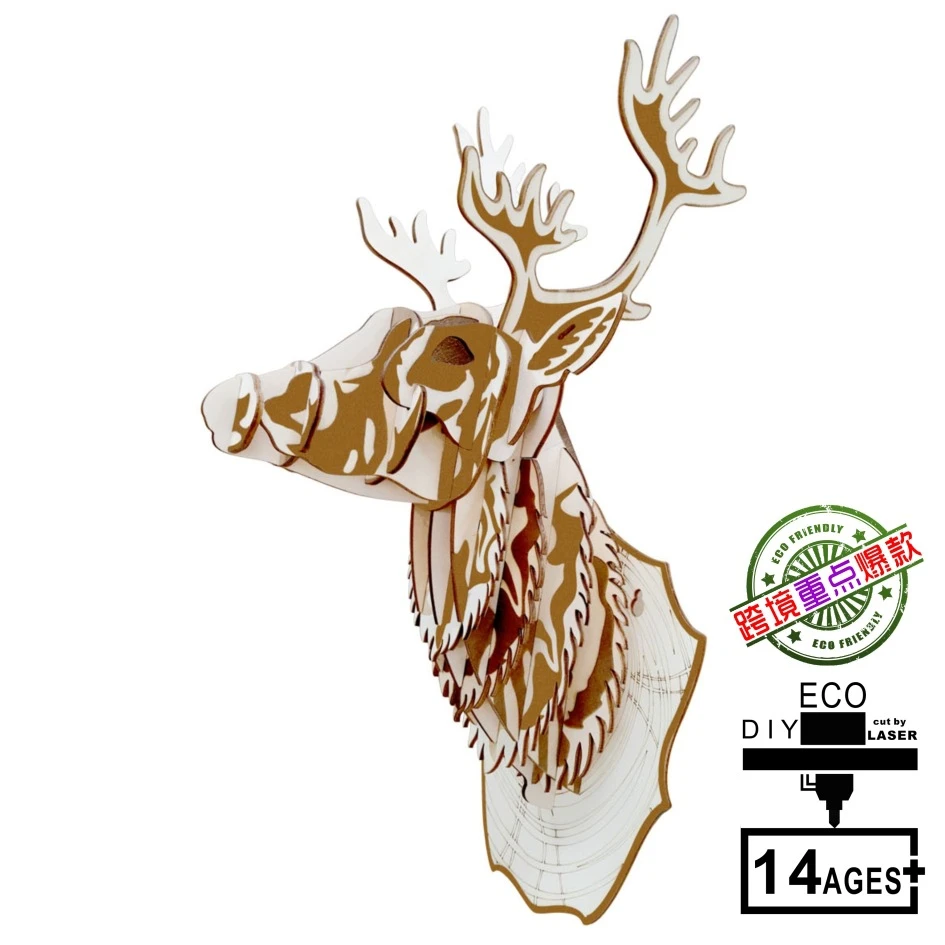 tete de cerf boite couleur 3d en bois modele bricolage trois dimensions puzzle decoupe laser aliexpress licorne coloriage simple