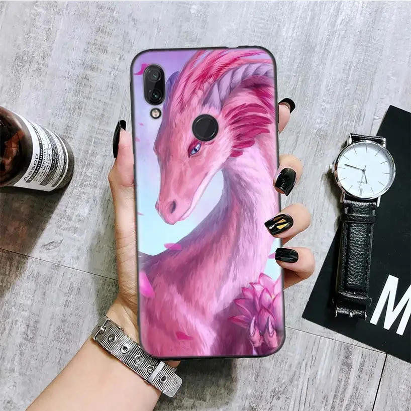 С рисунком дракона черная крышка чехол для телефона для Xiaomi Redmi Note фотоаппаратов моментальной печати 8 7 7S 7A 6 S2 GO K20 Pro 6A mi 6X 5X A1 CC 9 8 Coque