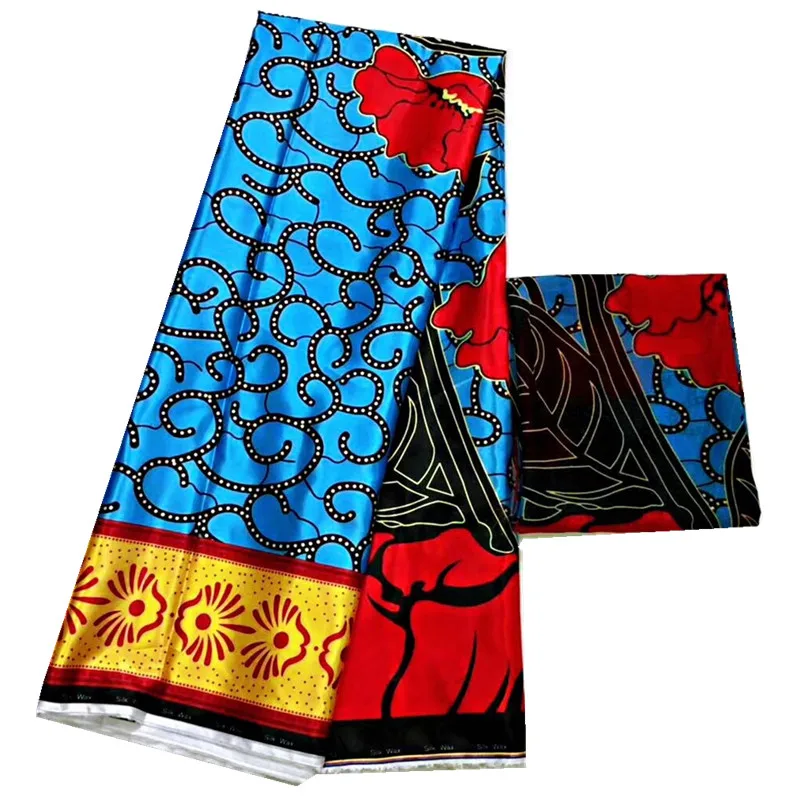 

silk chiffon fabric 2019 african wax digital printing silk fabric new arrival african Fabric 4+2yards