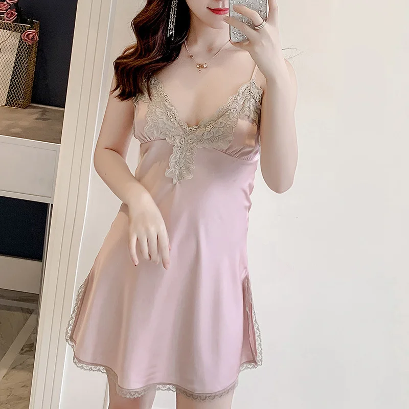 Сексуальное женское белье Porno Ropa сексуальное Para El Sexo ночная женская одежда ночная рубашка шелковое кружевное мини-платье