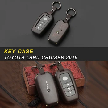 

Car Key Case Chain Cover Protector Ebony Wood Cover Shell High Quality for Toyota Land Cruiser 200 2016-2018