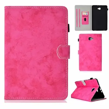 

Tablet Case for Samsung Galaxy Tab A SM-T580 SM-T585 10.1 Inch Folding Pure Color PU Leather Silicone Flip Stand Cover Coque+pen