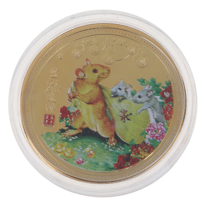 Серебряное/позолоченное художественное ремесло год крысы памятная монета цинковый сплав китайский Сувенир Коллекционные монеты коллекция - Цвет: Светло-зеленый