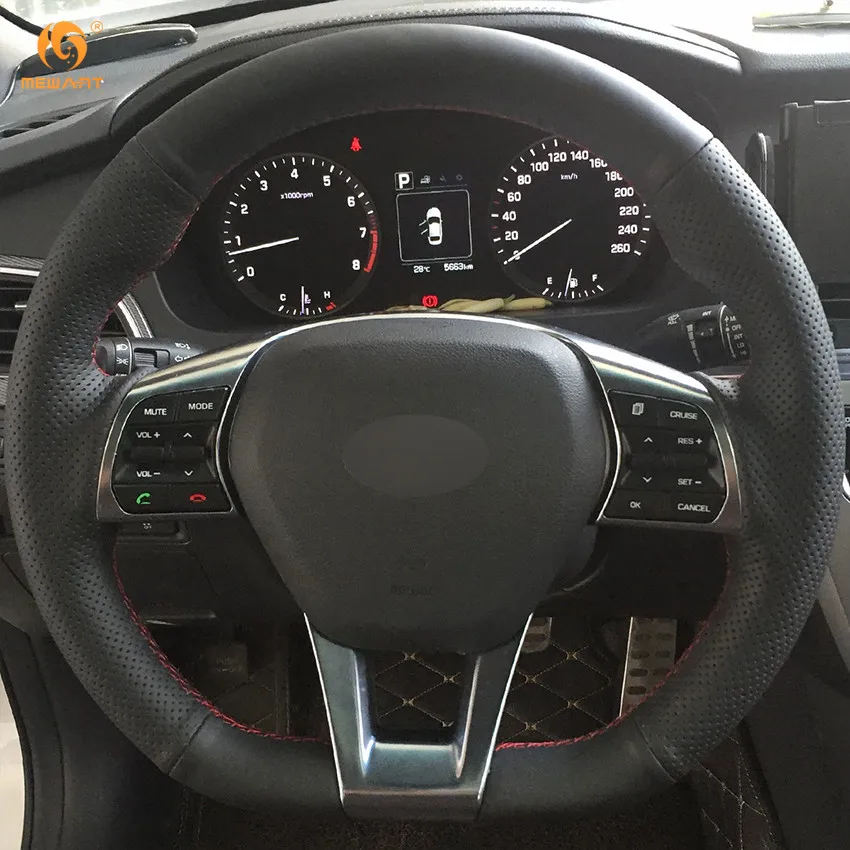 MEWANT черный чехол на руль из искусственной кожи для Hyundai Sonata 9 2015 2016 2017 аксессуары