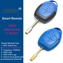 Keyecu (2 modelos) 433mhz 4d63 oem/substituição remoto chave 3 botão para ford transit wm vm 2006-2014 6c1t15k601ag