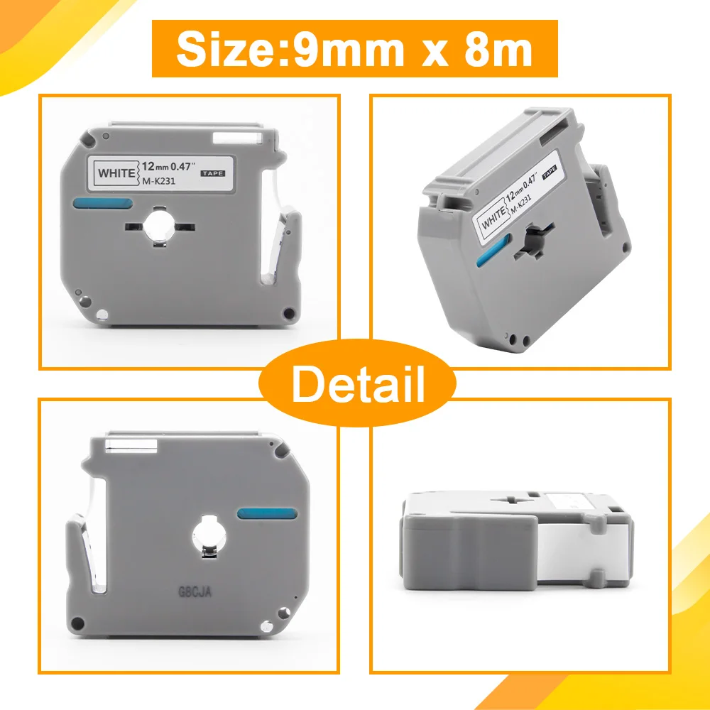 UniPlus 9 мм ленты для этикеток Brother p touch MK121 MK221 MK421 MK521 MK621 MK721 цветная печатная машинка