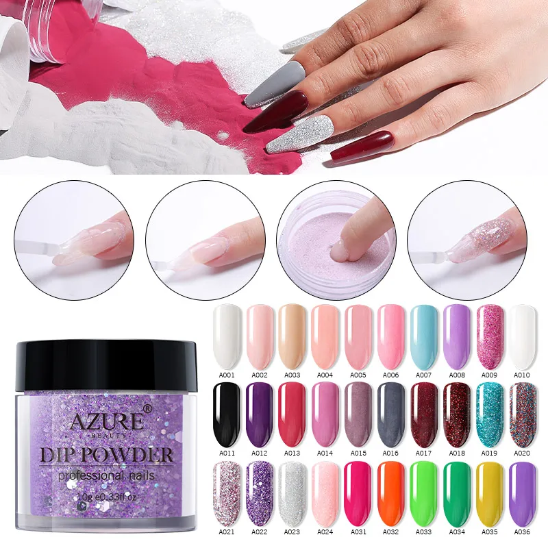  Azure Beauty Fluorescent Glitter Dipping Powder Nail Art Set DIY Luminous Nail Powder Glitter Gradi