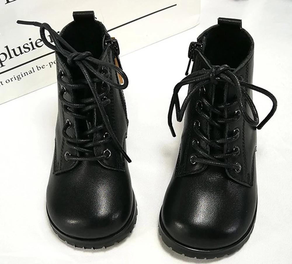 

SandQ Baby Children Ankle Boots Genuine Leather Black Shoes Winter Footwear for Kids Chaussure Zapato Boys Girls School Fashion