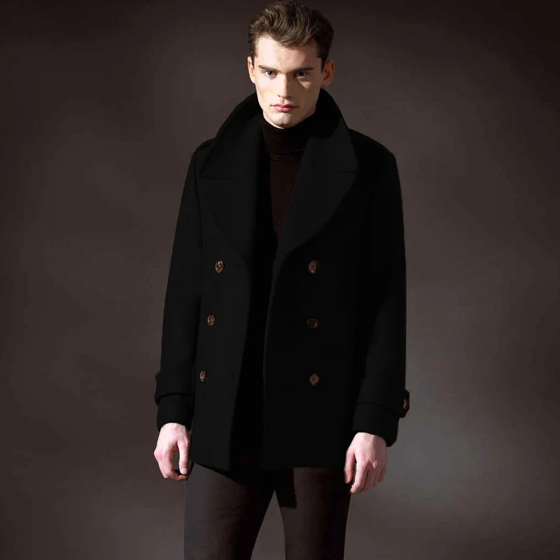 Men’s woolen coat high-end show youth winter double-breasted large ...