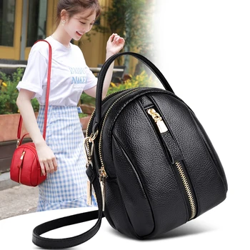 

Women Multifunctional Shoulders Bag Crossbody Messenger Zipper Black mochilas feminina Famous Brand Luxury mujer
