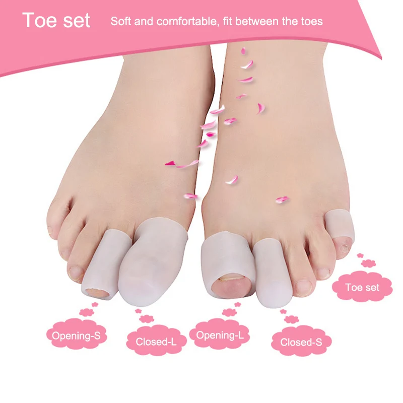 2pcs/set Finger Toe Protector Silicone Gel Cover Cap Pain Relief Preventing Blisters Corns Nail Tools Foot Care Toe Separators