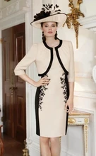 With Jacket Mother Of The Bride Dresses Sheath Knee Length Appliques Plus Size Short Groom Mother Dresses For Wedding