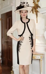 With Jacket Mother Of The Bride Dresses Sheath Knee Length Appliques Plus Size Short Groom Mother Dresses For Wedding
