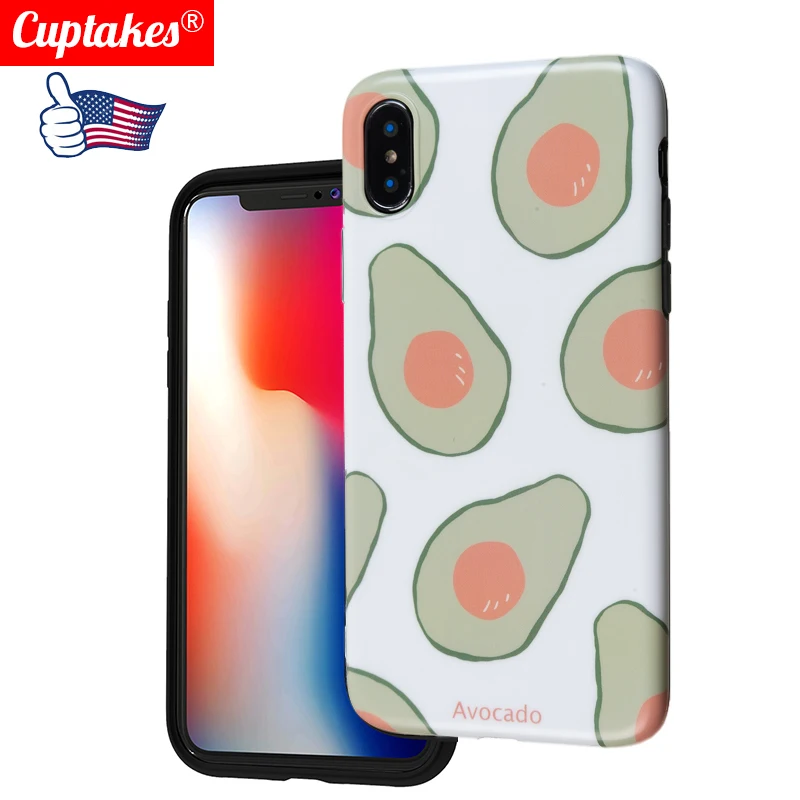 

Cute Cartoon Avocado Fruit Coque lovely fine Matte IMD Soft Silicone Cover for Apple iPhone case X 10 XS Max XR 7 8 Plus 6 6S