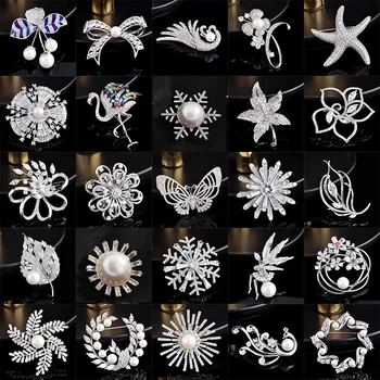 

Simple Crystal Zircons Brooches For Women Swan Flower Butterfly Brooch Pin Costume Suit Scarf Decoration Insect Animal Jewelry