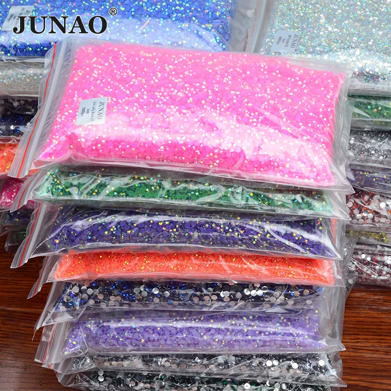 Pink AB Jelly Rhinestone 2MM 3MM 4MM 5MM 6MM Flatback Round Non Hot Fix 