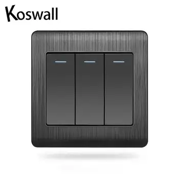 

Luxurious Switch Interrupteur black Push Buttons light switch 3 Gang 2 Way Wall switch Black wire drawing process