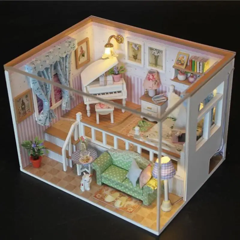 Кукольный дом мебель DIY Миниатюрная модель пылезащитный чехол 3D Деревянный кукольный домик рождественские подарки игрушки для детей