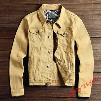 

Men Short Denim Jacket Casual Long Sleeve Korean Jeans Jacket Slim Fit Coats