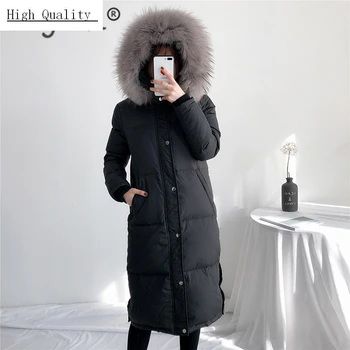 

Winter Coat Women Clothes 2020 Korean Thick Warm Duck Down Jakcet + Raccoon Fur Hooded Fashion Long Chaqueta Mujer LW1280